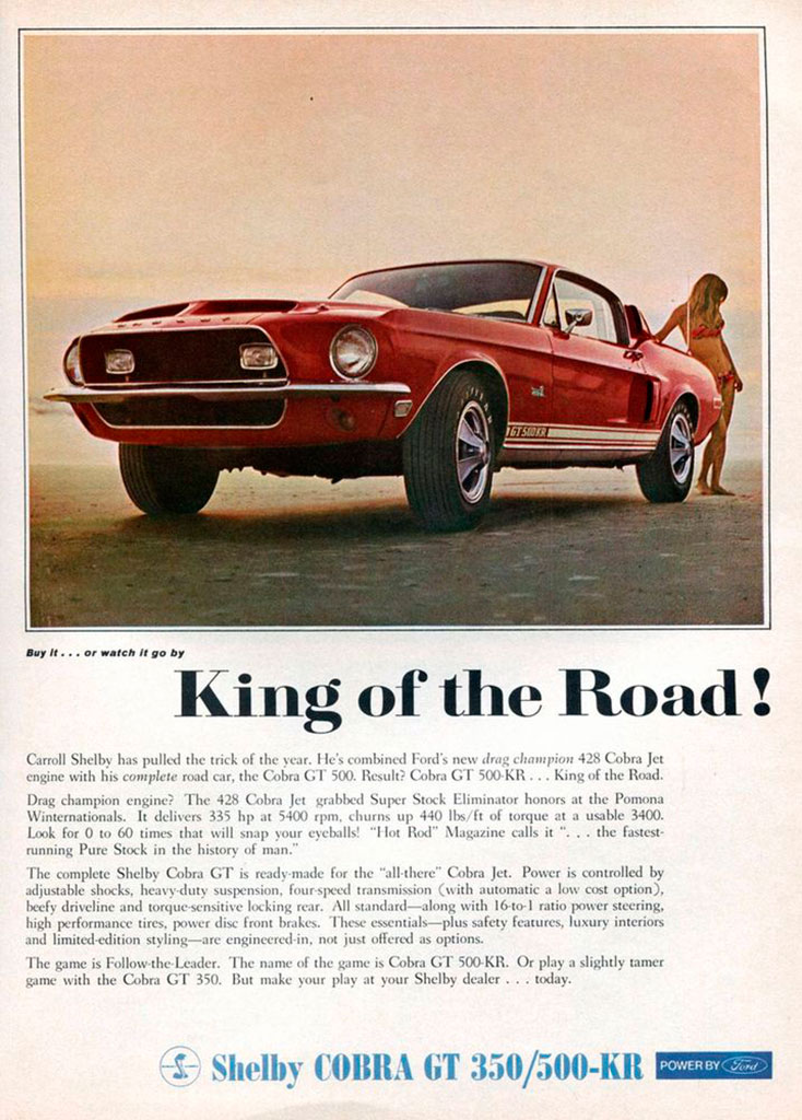 1968 Shelby son style est différent d'une Mustang standard et son V8 est issu de la Cobra Jet Big Block 7 Litres. 1968 Shelby son style est différent d'une Mustang standard et son V8 est issu de la Cobra Jet Big Block 7 Litres.