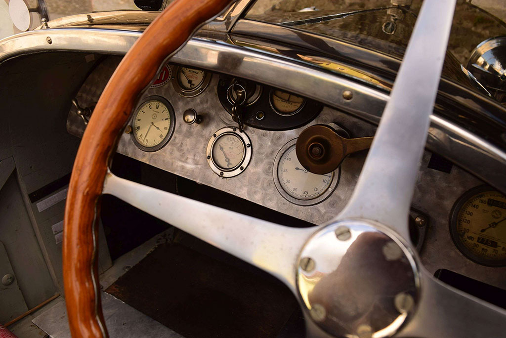1924 Bugatti Type 23 Biplace Sport détail du tableau de bord.